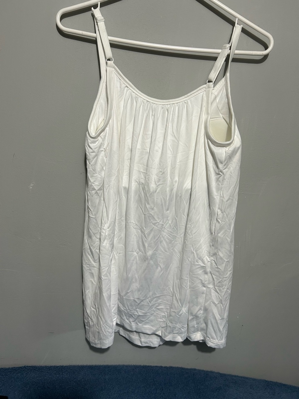 Women’s White Adjustable Strap Tank Top—White/ Black- size medium